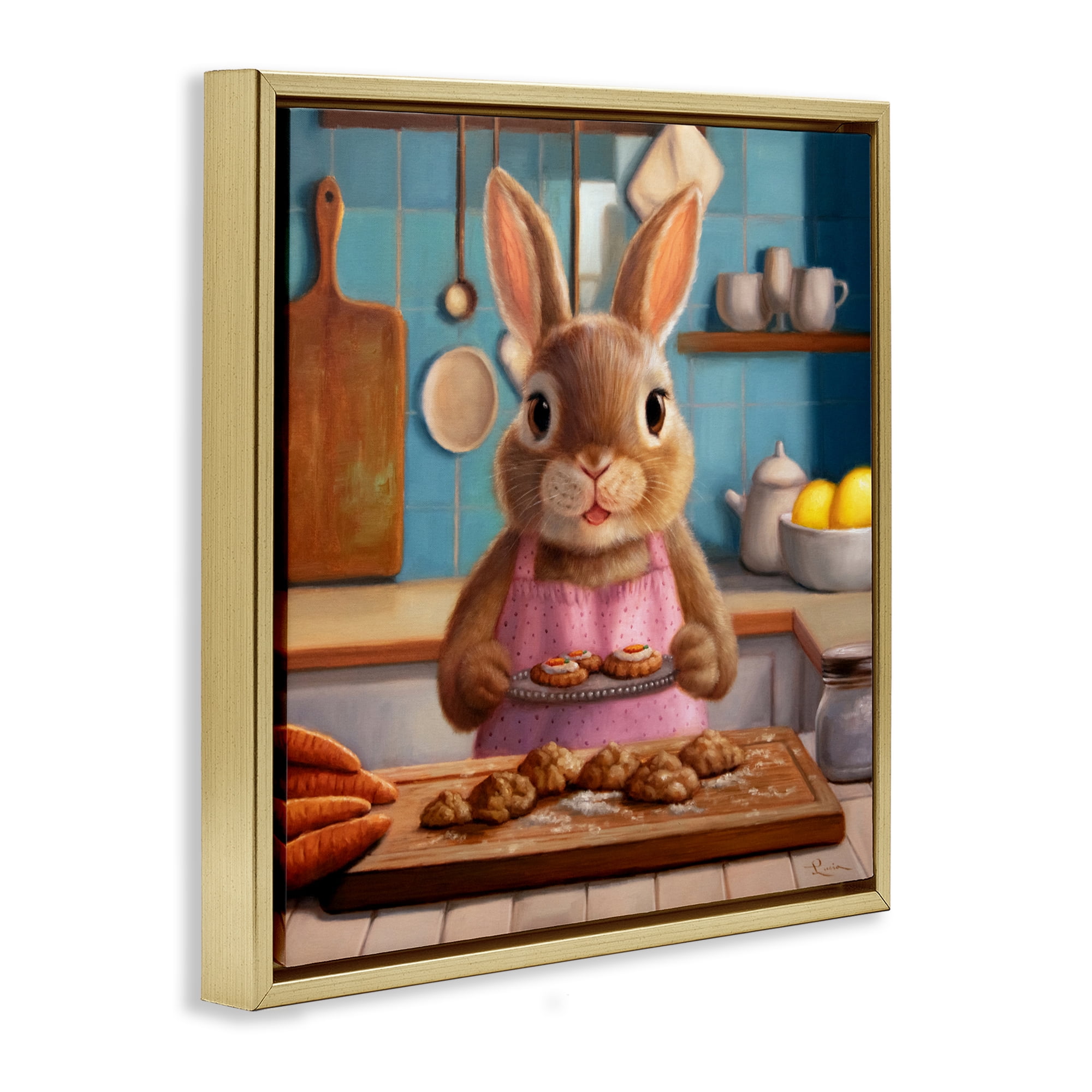 Stupell Industries Mrs. Bunny Bakewell Gold Framed Floater Canvas Wall Art, design by Lucia Heffernan