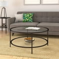thumbnail image 5 of Evelyn&Zoe Sivil 36" Wide Round Coffee Table with Glass Top, Blackened Bronze, 5 of 7