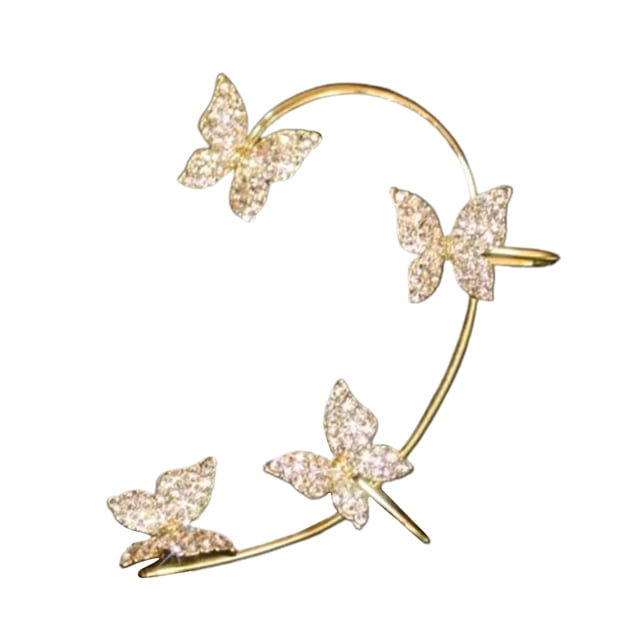 Pendientes De Mariposa De Circón De Moda, Puños De Oreja De Diamantes De Imitación De Mariposa, Clip De Oreja Sin Perforación Para Mujer Y Niña Cateissary AP007114-01