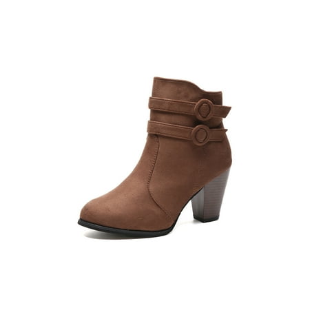 

Rotosw Women Suede Ankle Boots Block Heel Short Boot Outdoor Walking Dress Comfy Shoes