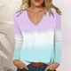 thumbnail image 3 of Blusa de manga larga con estampado de teñido anudado y cuello en V suelto informal para mujer Fridja fjkfkj3672, 3 of 5