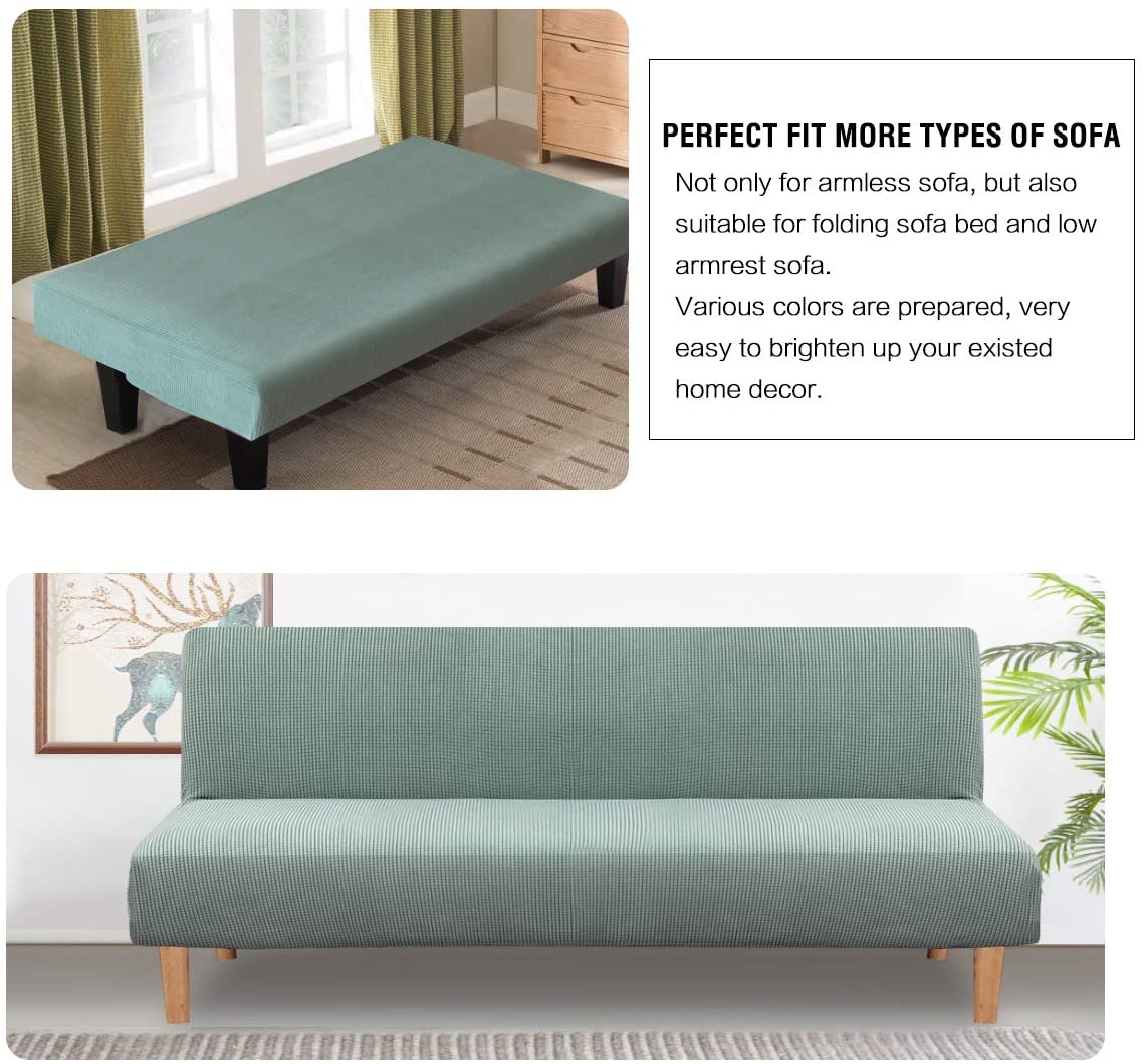 XUELC Armless Stretch Thickened Sofa Bed Cover Protective Cover Stretch Functional Rich Texture High Spandex Small Plaid Jacquard Fabric Duvet Cover