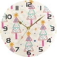thumbnail image 5 of Cartoon Christmas Tree Wall Clock Round Vintage Silent Non Ticking Battery Operated Accurate Arabic Numerals Design for Home Kitchen Living Room Bedroom Inch, 5 of 5