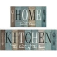 thumbnail image 1 of Farmhouse Kitchen Mats for Floor, Green Brown Turquoise Teal Kitchen Rugs Set of 2 Carpet Non-Slip Area Runner Rug, Vintage Modern Rustic Kitchen Decor and Accessories Stuff, 17x30 and 17x47 Inch, 1 of 1