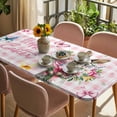 thumbnail image 3 of Easter Bunny Table Cloths for 5 Foot Rectangle Tables, Cute Rabbits Spring Daisy Flowers Pink Plaid Patio Waterproof Elastic Fitted Tablecloths, Washable Rectangular Table Cover for Camping, 3 of 8