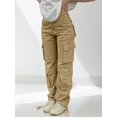 thumbnail image 2 of Women’s High Waisted Beige Wide Leg Pants – Y2K Straight Fit Office Casual Workwear Jogger Style, 2 of 8