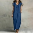 thumbnail image 3 of HADST Sleeveless V-neck Ruffle Maxi Dress with Loose Ruffle Cap Sleeves and Side-Seam Pockets, 3 of 8