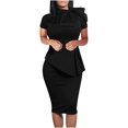 thumbnail image 1 of Vestido cruzado a la cadera con volantes y manga corta con cuello redondo irregular Sexy a la moda de verano para mujer Fridja  bnh2158, 1 of 1