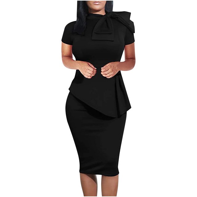 Vestido cruzado a la cadera con volantes y manga corta con cuello redondo irregular Sexy a la moda de verano para mujer Fridja bnh2158