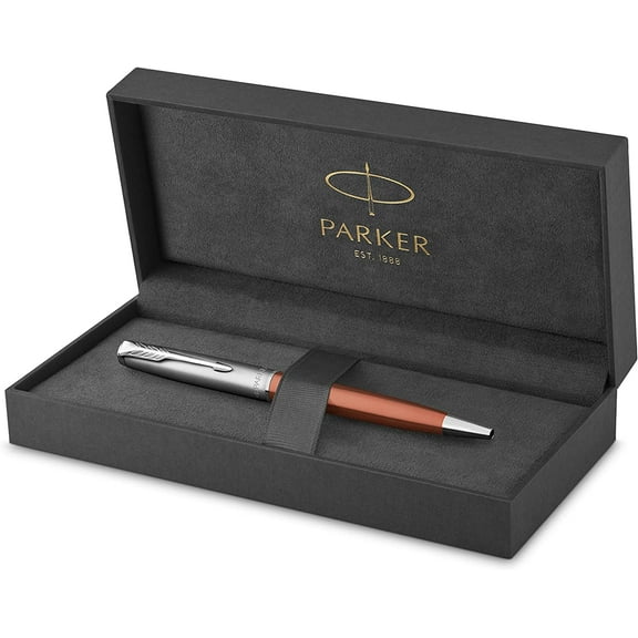 Parker Sonnet Essentials Ballpoint Pen, Metal and Orange Lacquer with Palladium Trim, Medium Point, Black Ink, Gift Box