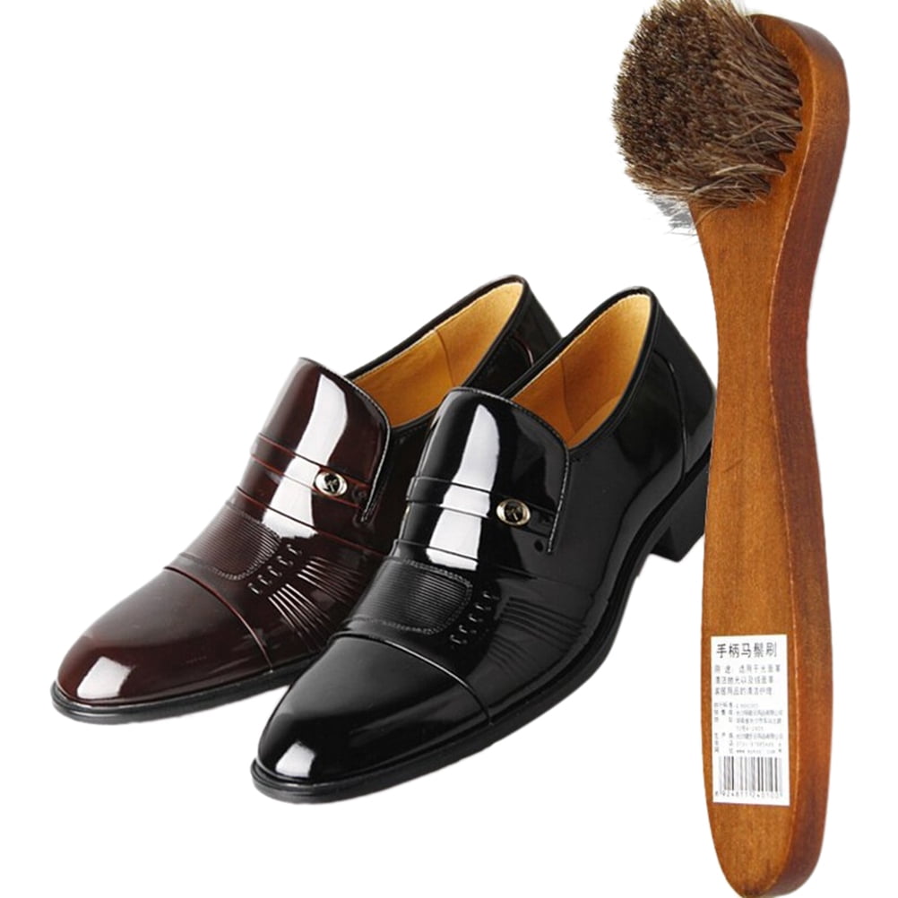1PcWood handle bristle horse hair brush shoe boot polish shine cleaning dauberHV 