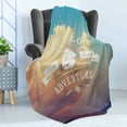 thumbnail image 4 of Adventure Soft Flannel Fleece Throw Blanket, Open Sky with Sublime Cloud Words Lets Go on an Adventure Print, Cozy Plush for Indoor and Outdoor Use, 70" x 90", Sky Blue Cream, by Ambesonne, 4 of 5