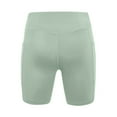 thumbnail image 3 of SERTG Girls Solid Color Yoga Shorts Spring Summer Pants with Pockets Kids High Waisted Sports Breathable Everyday Shorts(Green#1,4 Years), 3 of 5
