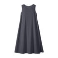 thumbnail image 4 of ClodeEU Women's V Neck Sleeveless Maxi Dress with Side Slit, Casual Solid Color Loose Flowy Dress Dark Gray,Women's Plus S, 4 of 8