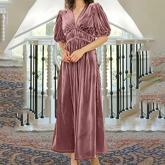 Women's Velvet Maxi Dress Formal Dresses For Wedding Guest Dress Cute Dresses for Women Dinner Dress for Women Women Outfits for Summer Length Dress Petite Maxi Dresses Summer Dress Sleeves Women S