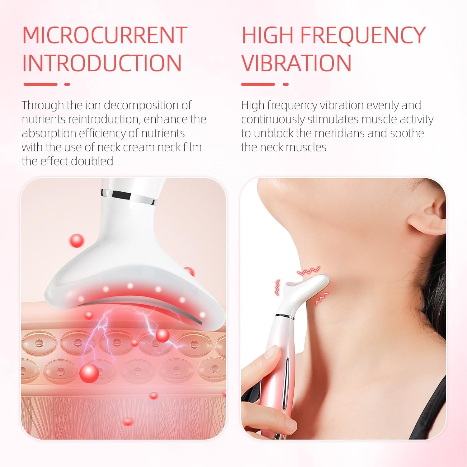 Led Therapy Facial Neck Lifting Messager, Face Lifting Device Red Light Therapy Face Massager Electric 3 Modes High Frequency Vibration EMS Heating Wrinkle Remove Anti-Aging