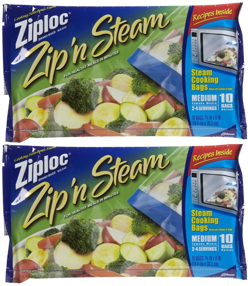 Ziploc Zip'N Steam Cooking Bags, 10 ct-2 pack