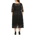 thumbnail image 6 of Eternatastic Womens Scooped Neckline Floral lace Top Plus Size Cocktail Party Midi Dress 5XL Black, 6 of 7