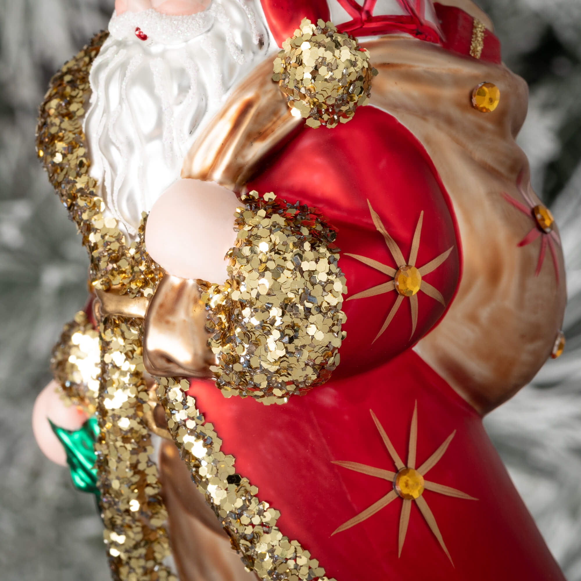 7.75"H Sullivans Fancy Glass Santa Christmas Ornaments, Red-Gold
