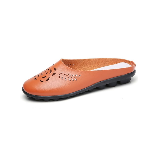 Woobling Womens Mules & Clogs Slip On Loafers Closed Toe Slides Lightweight Flats Work Slippers Orange 9