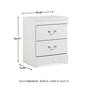 Signature Design by Ashley Anarasia 2-Drawer Nightstand – White Louis Philippe Style, Sleek Bedside Table with Pewter Hardware & Smooth-Gliding Drawers