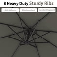 thumbnail image 6 of Costway  10 FT Patio Offset Umbrella w/8 Ribs Cross Base Tilt Grey, 6 of 10