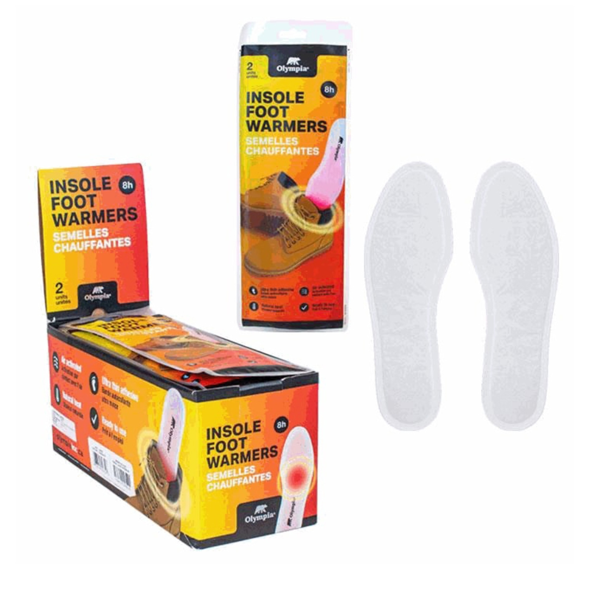 Olympia iHot Single Use Insole Toe Warmer- 16 Units, up to 8 Hours of Long Lasting Heat, Safe for Kids & Adults