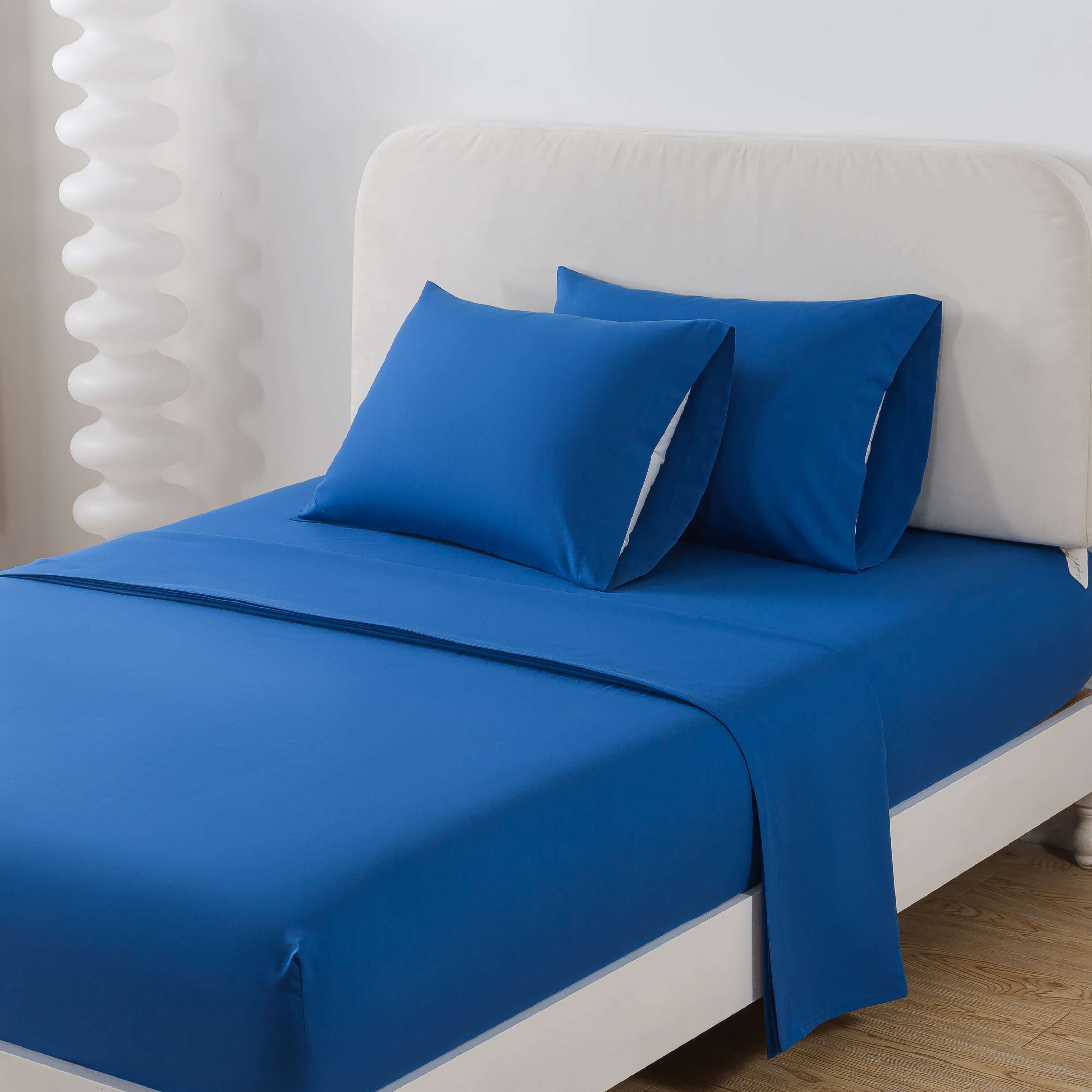 Mainstays 7-Piece Reversible Bed in a Bag with Laundry Tote, Solid Blue, King