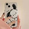 thumbnail image 3 of Funda de teléfono con dibujo de perro lindo coreano para iPhone 14 13 11 12 Pro Max 7 8 Plus X XR XS TPU suave transparente estética trasera, 3 of 5