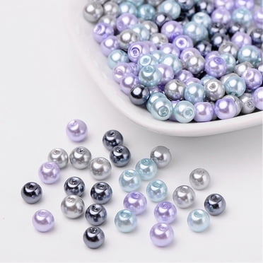 Glass Beads On Sale 100 Mixed Silver Blue Pearlized Glass Beads - 6mm Round Spacer Beads For Jewelry Making 6mm Beads Blue