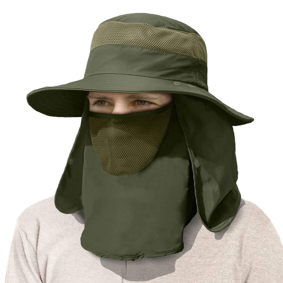 IYEBRAO Sombrero para el sol para hombre al aire libre con solapa para el cuello y la cara Protección UV Sombrero de pesca de ala ancha para senderismo Safari Jardinería UPF 50+