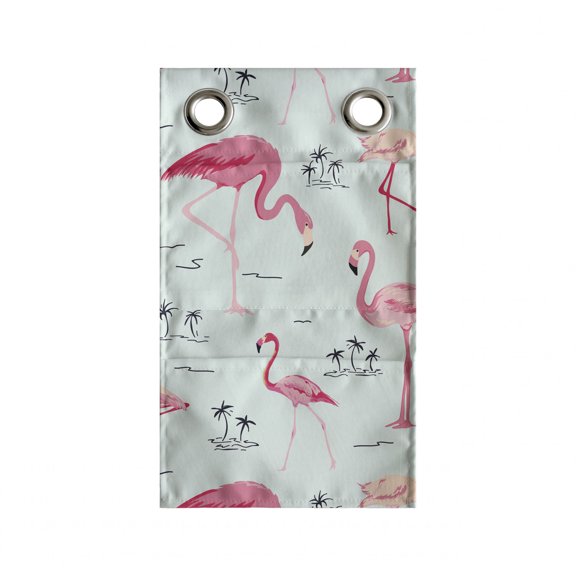 Flamingo Hanging Pocket Organizer, Tropical Summer Exotic Birds and Palms, Printed Polyester Storage Bag with Pockets, 9" x 16", Pale Blue Pastel Pink