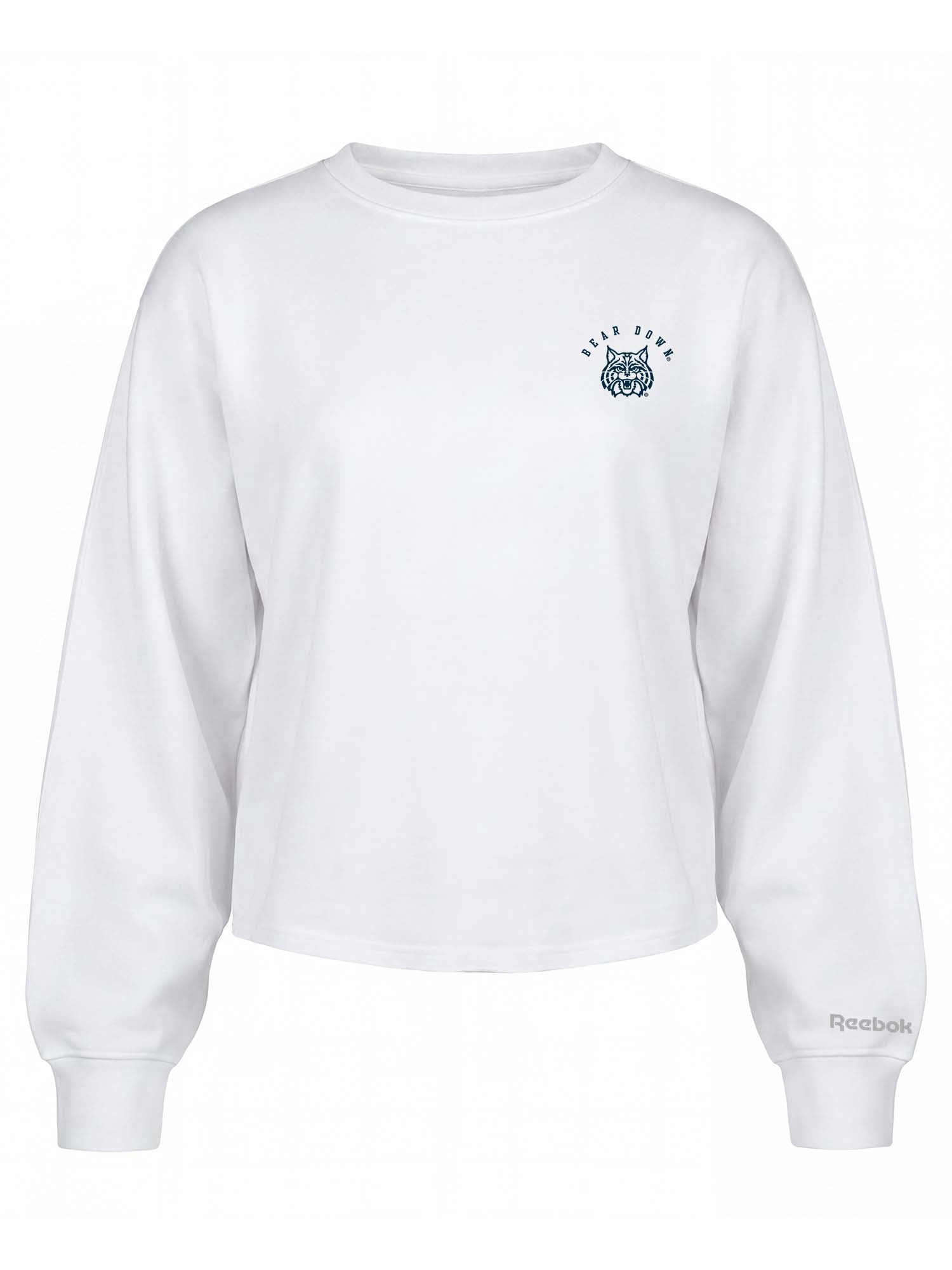 Arizona Wildcats Reebok Womens White Heavyweight Cotton Long Sleeve Pullover
