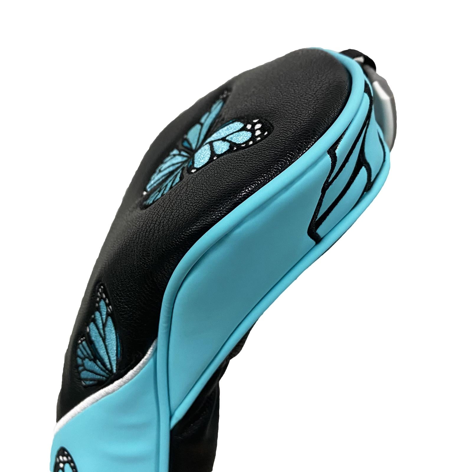 Golf Wood Headcovers PU Leather Protector Scratch Butterfly Pattern Club Head Cover for Golfer Outdoor Sports Travel Transport Black FW