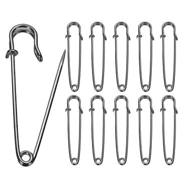 Uxcell 20Pcs Safety Pins 2.24 inch Electroplated Steel Large Safety Pin Heavy Duty Sewing Safety Pins Bulk for Clothes Sewing Arts DIY Crafts, Gunmetal