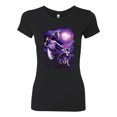thumbnail image 2 of Wild Bobby, Fantasy Wolf Howling at The Full Moon Animal Lover Womens Slim Fit Junior Tee, Black, Small, 2 of 3