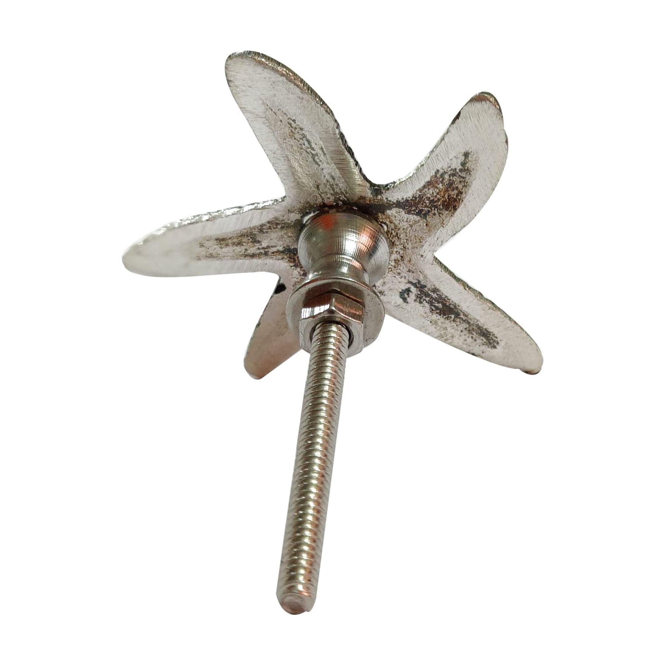 Perilla Home Set of 6 Chrome Starfish Metal Knobs Pull And Push For Handles Cabinet Door Home Interior Decorative Knobs for Home Kitchen Cupboard Bedroom Dresser Wardrobe Drawer Pulls