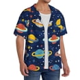 thumbnail image 2 of Sikiie Planets and Stars Men's Wrinkle Free Untucked Cuban Shirt Business Casual Button Down Shirts Short Sleeve ShirtMedium, 2 of 5