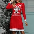 thumbnail image 4 of Njagoc3 Womens Long Sleeve Christmas Graphic Sweater Dress, Festive Casual & Party Wear, Knee - Length, Knit Fabric, for Xmas Events, 4 of 5