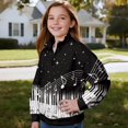 thumbnail image 3 of Uourmeti Music Note Print Kids Winter Sweatshirt Quarter Zip Up Pullover Long Sleeve Warm Comfy Casual Loose Top for Cold Weather Boys Girls Size 5-6, 3 of 7