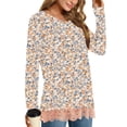 thumbnail image 3 of UVN Fall Tops for Women Long Sleeve Lace Trim V Neck Blouses Dressy Casual A Line Tunic Shirts, 3 of 8