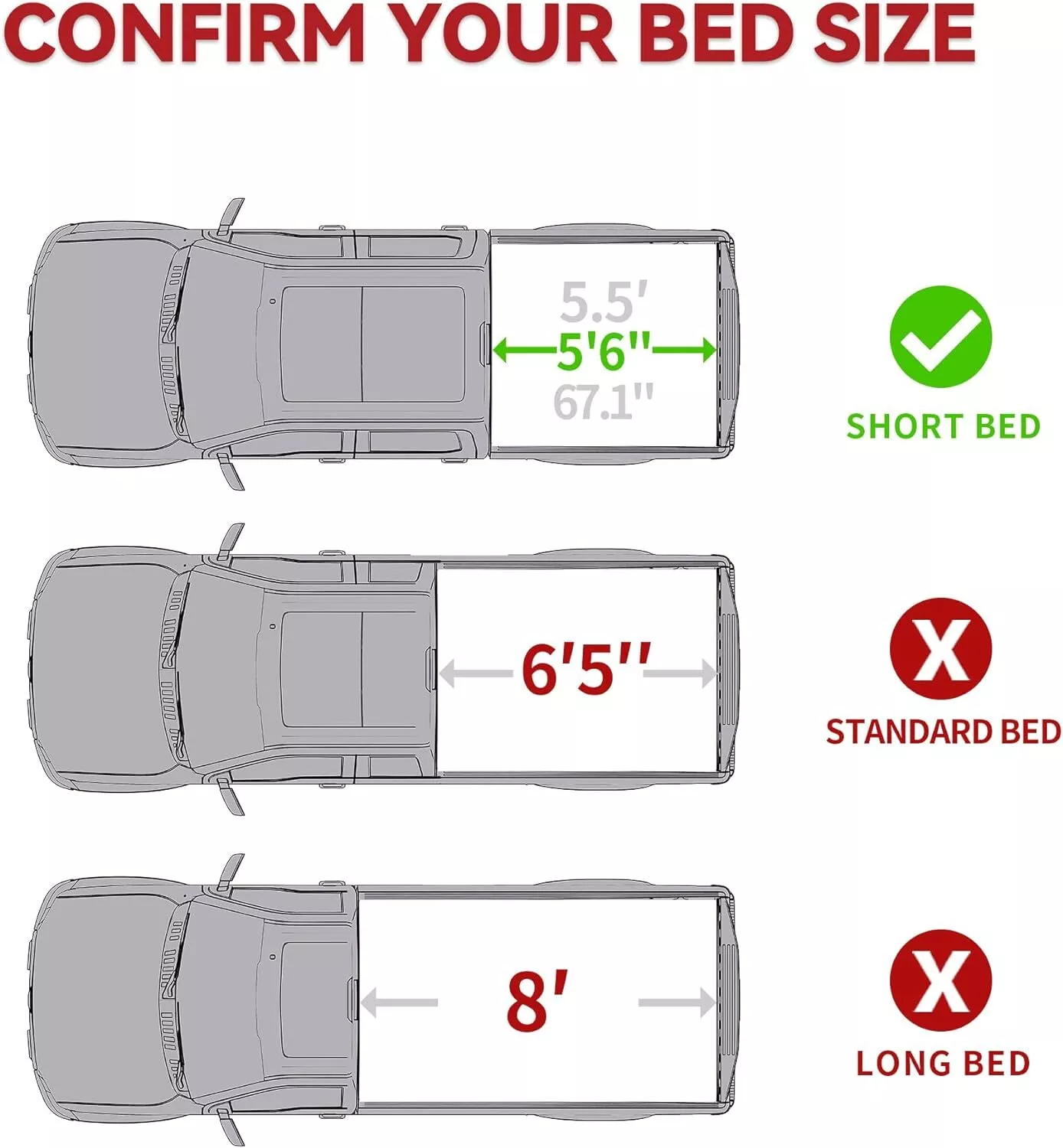 RVNI 5.5FT Hard Tonneau Cover 3-Fold For 2015-2023 2024 2025 Ford F150 F-150 Truck Bed With Lamp