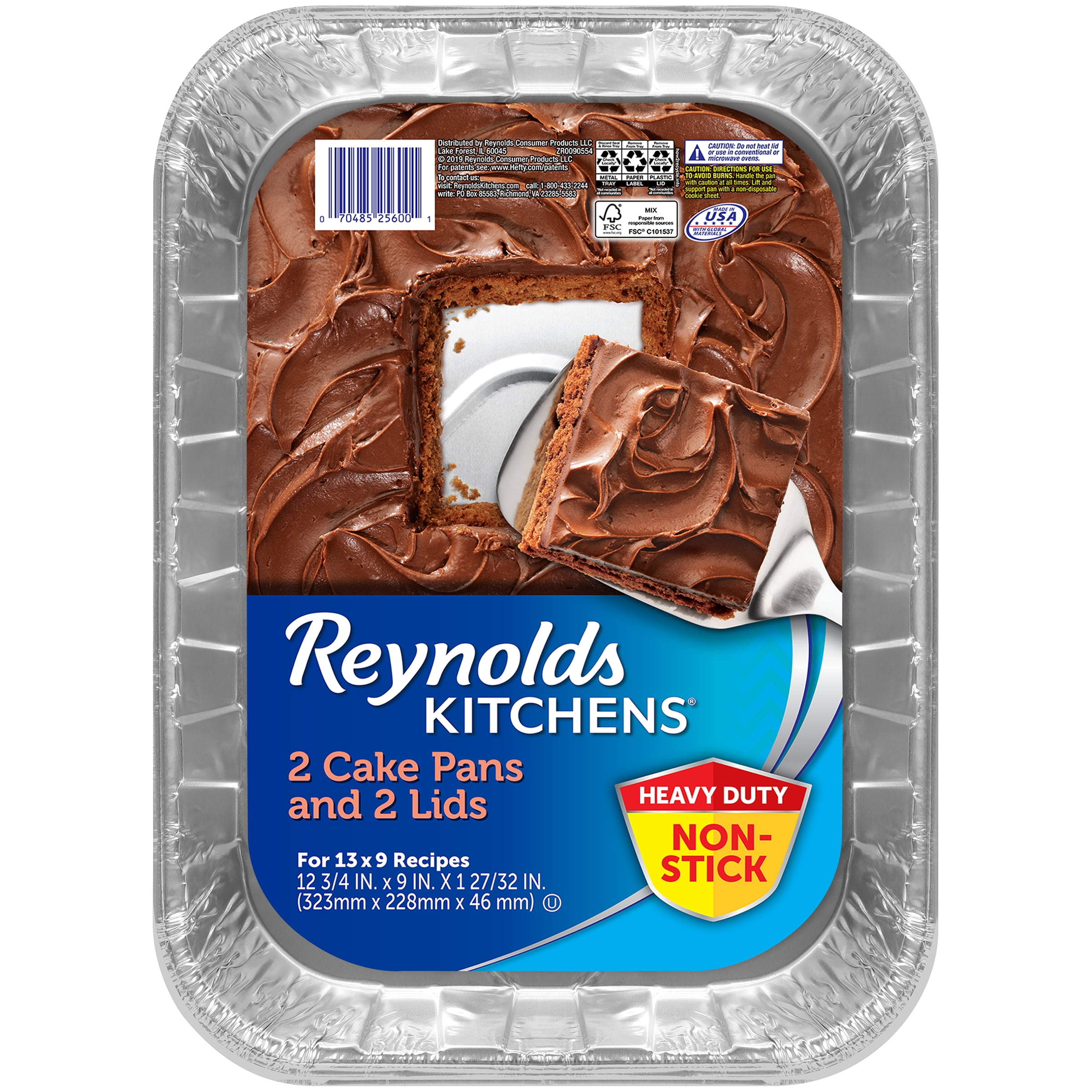 Reynolds Disposable Aluminum Cake Pans with Lids, 12 3/4 x 9 x 1 27/32