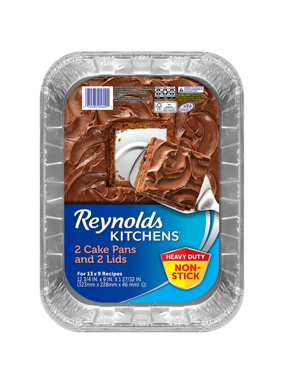 Reynolds Kitchens Aluminum Pans with Lids, Blue, 13x9 Inch, 2 Count