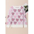 thumbnail image 6 of Women's Pink Heart Leopard Print Fuzzy Sweater with Pearled Ribbed Trim | [ZhiHiMeRi] | (US 16-18)XL, 6 of 12