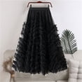 thumbnail image 4 of Sngxgn Skirts for Women Crossover High Waisted Ruffle Layered Skort Skirts(Black,One Size), 4 of 4