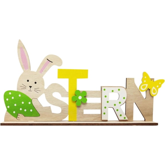 Easter Table Decorations Easter Bunny Wooden Signs for Home Decor Easter Party Decorations for Tiered Tray Tabletop Shelf Mantel Party Outdoor Indoor (E)