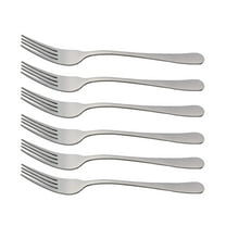 Stainless Steel Dinner Forks Set of 6, Heavy Duty Flatware, Mirror Polished, Rust Resistant, Dishwasher Safe Utensils for Home Kitchen Restaurant