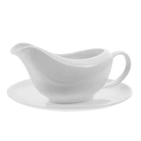 

1 Set Gravy Boat Gravy Tomato Sauce Boat Condiment Boat Saucier Tray (White)