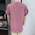 thumbnail image 2 of Blusa con cuello en V y botones Nikou, Camisa de manga corta, color liso, Respuesta rápida, 2 of 3